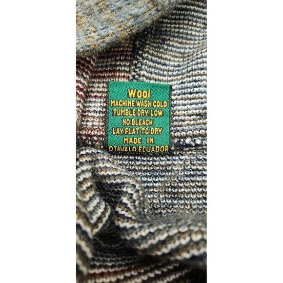 RUMINAHUI Men's Large Wool Vintage Alpaca Design Hooded Sweater Jacket Coat - Picture 5 of 5